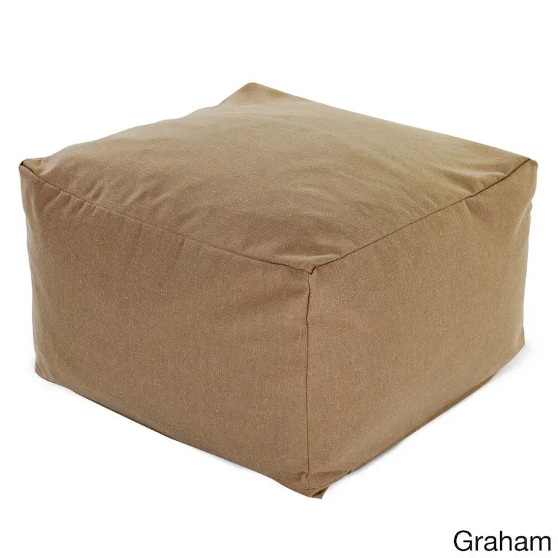 Majestic Home Goods Indoor Wales Poly/Linen Ottoman Pouf 27 in L x 27 in W x 17 in H 4