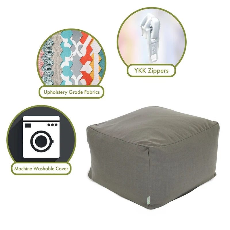 Majestic Home Goods Indoor Wales Poly/Linen Ottoman Pouf 27 in L x 27 in W x 17 in H 9