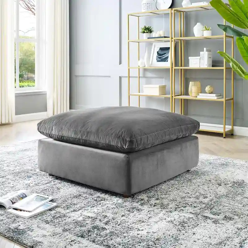 Commix Down Filled Overstuffed Performance Velvet Ottoman 37