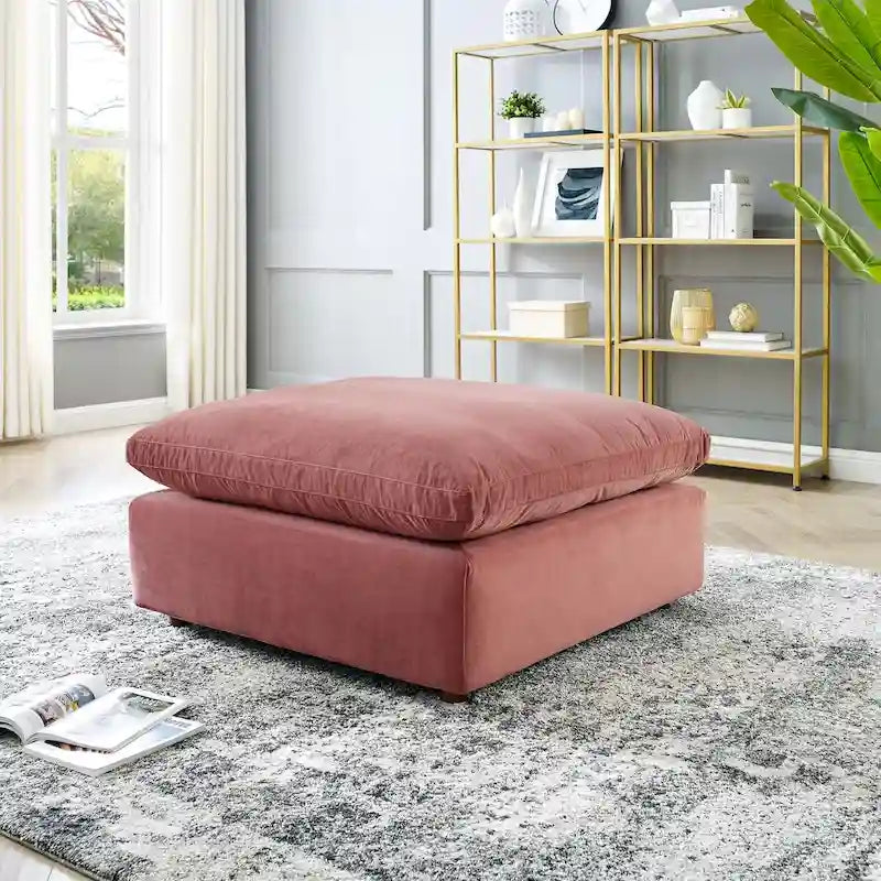 Commix Down Filled Overstuffed Performance Velvet Ottoman 38