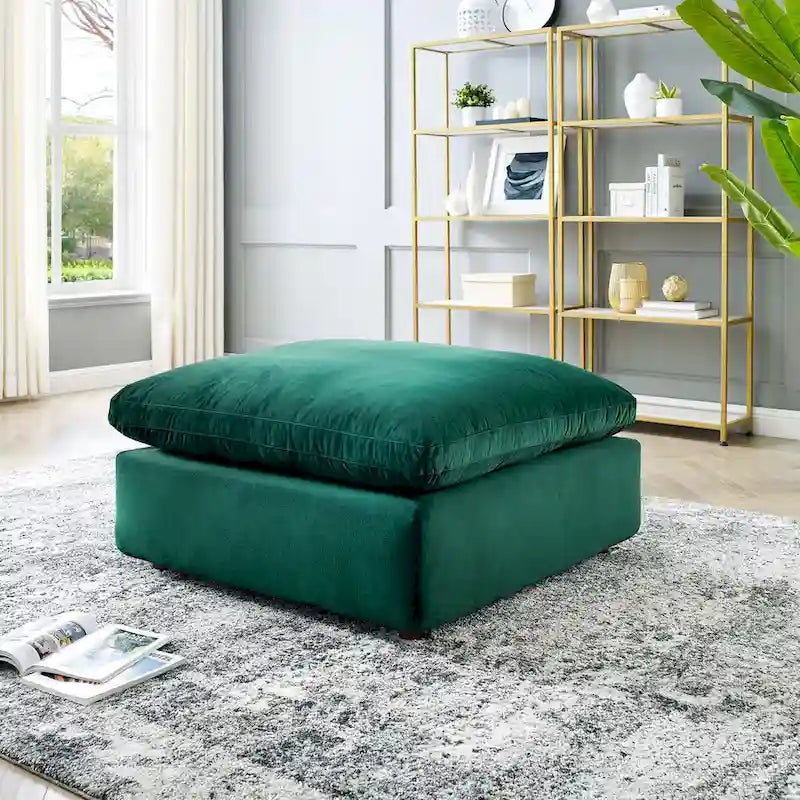Commix Down Filled Overstuffed Performance Velvet Ottoman 3