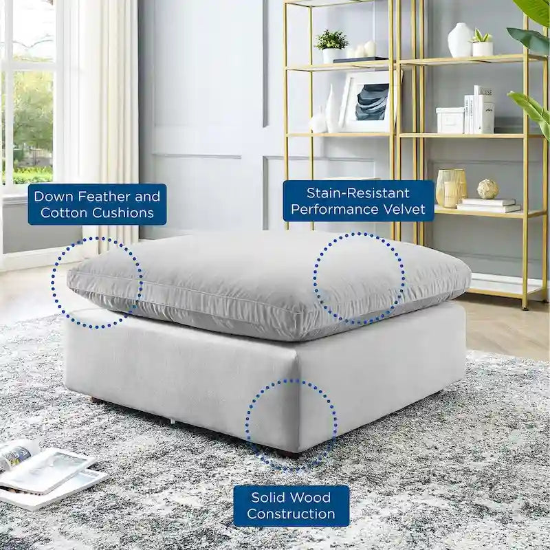 Commix Down Filled Overstuffed Performance Velvet Ottoman 9