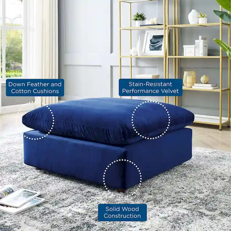 Commix Down Filled Overstuffed Performance Velvet Ottoman 16