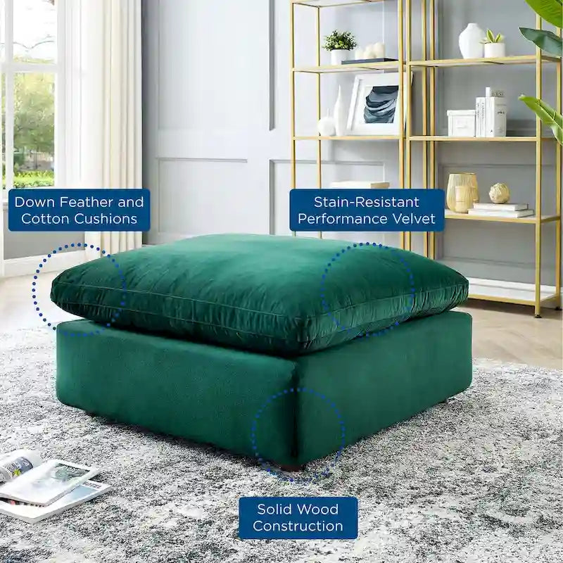 Commix Down Filled Overstuffed Performance Velvet Ottoman 22