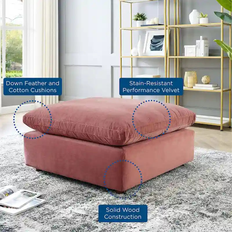 Commix Down Filled Overstuffed Performance Velvet Ottoman 28