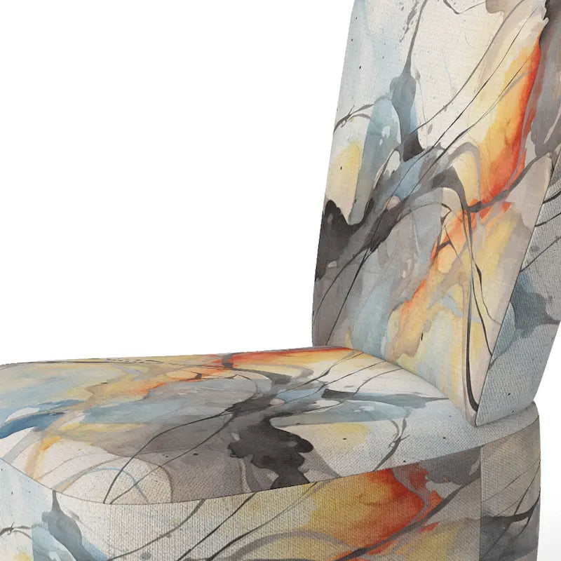 Sedia d'accento e poltrona moderna Designart Marble Serenity Colorful Gray Watercolor Waves I, con forme astratte e rivestimento imbottito 10