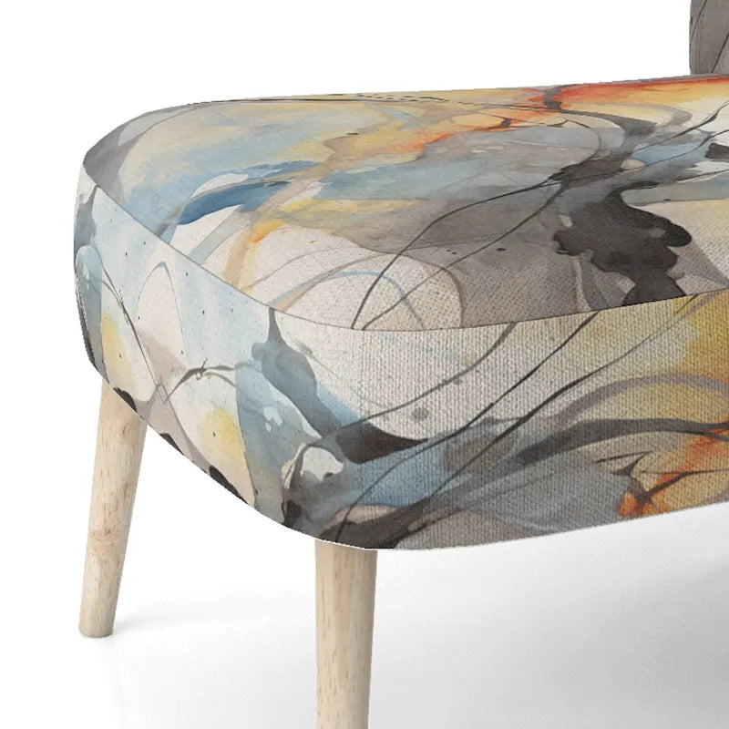 Sedia d'accento e poltrona moderna Designart Marble Serenity Colorful Gray Watercolor Waves I, con forme astratte e rivestimento imbottito 11