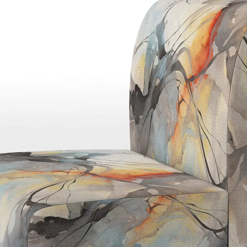Sedia d'accento e poltrona moderna Designart Marble Serenity Colorful Gray Watercolor Waves I, con forme astratte e rivestimento imbottito 25