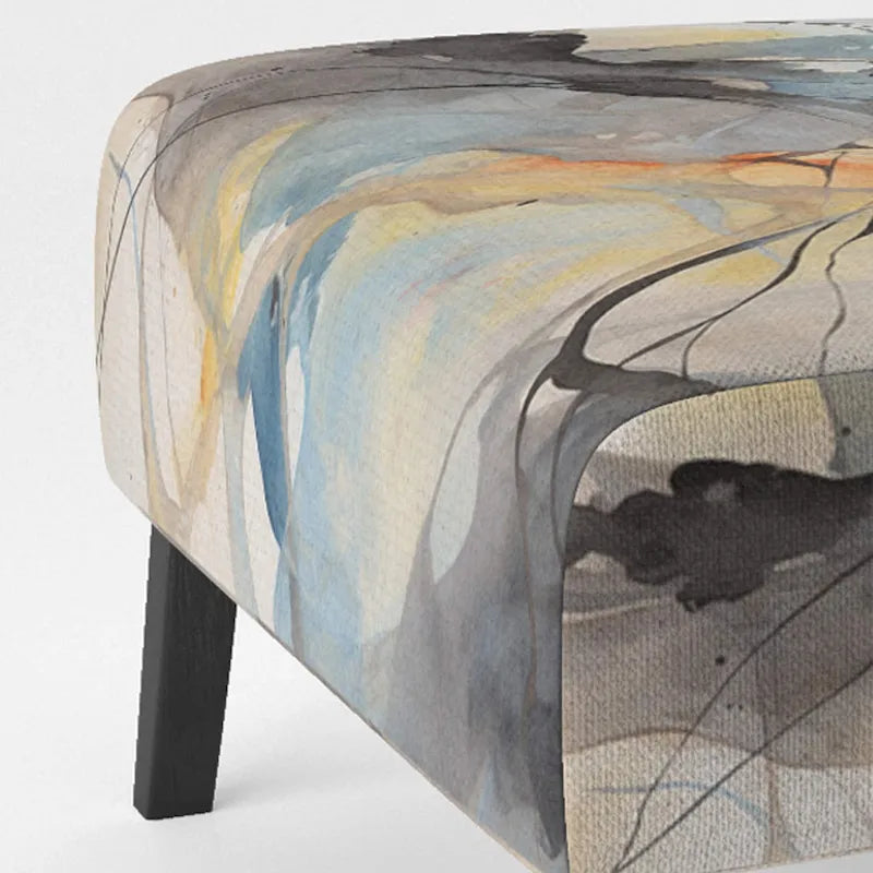 Sedia d'accento e poltrona moderna Designart Marble Serenity Colorful Gray Watercolor Waves I, con forme astratte e rivestimento imbottito 26