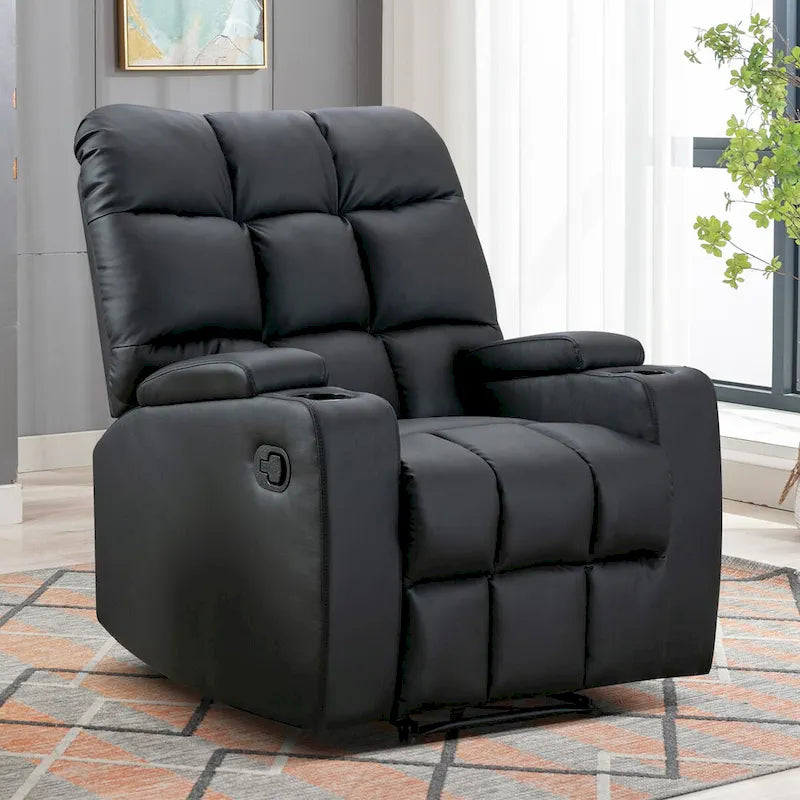 Manual Rocking Recliner Chair with Massage and Cup Holders