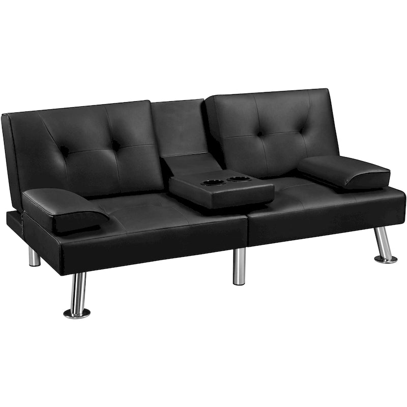 Yaheetech Faux Leather Convertible Futon Sofa Bed 3-In-1 Adjustable Futon Couch 38