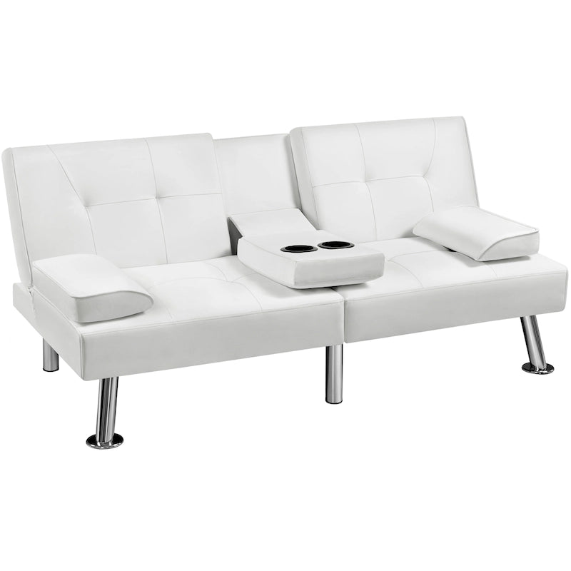 Yaheetech Faux Leather Convertible Futon Sofa Bed 3-In-1 Adjustable Futon Couch 39