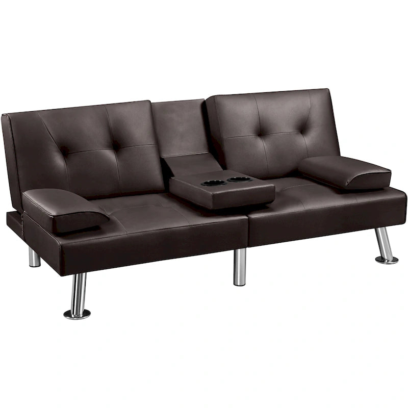 Yaheetech Faux Leather Convertible Futon Sofa Bed 3-In-1 Adjustable Futon Couch 40