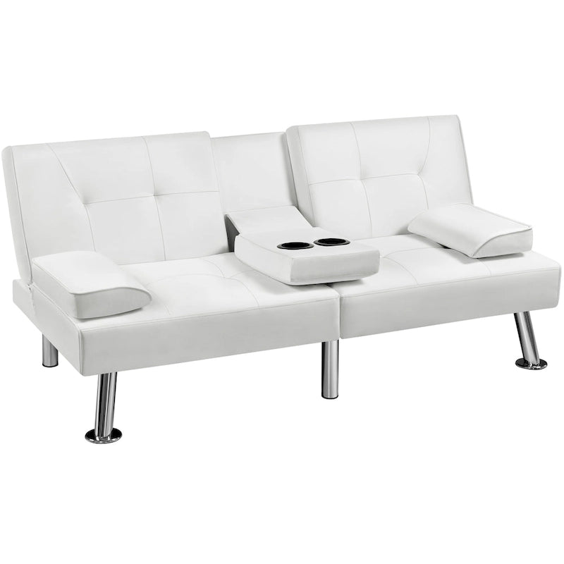 Yaheetech Faux Leather Convertible Futon Sofa Bed 3-In-1 Adjustable Futon Couch 24