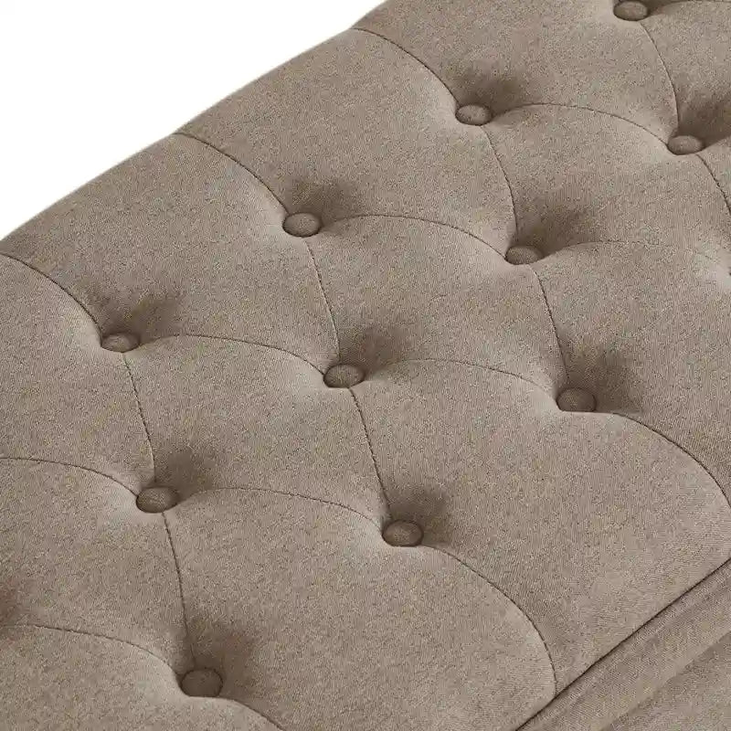 Upholstered Tufted Button Storage Bench with Spindle Wooden Legs 10
