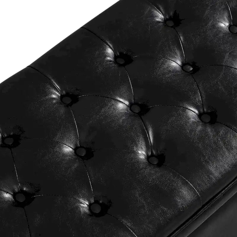 Upholstered Tufted Button Storage Bench with Spindle Wooden Legs 17