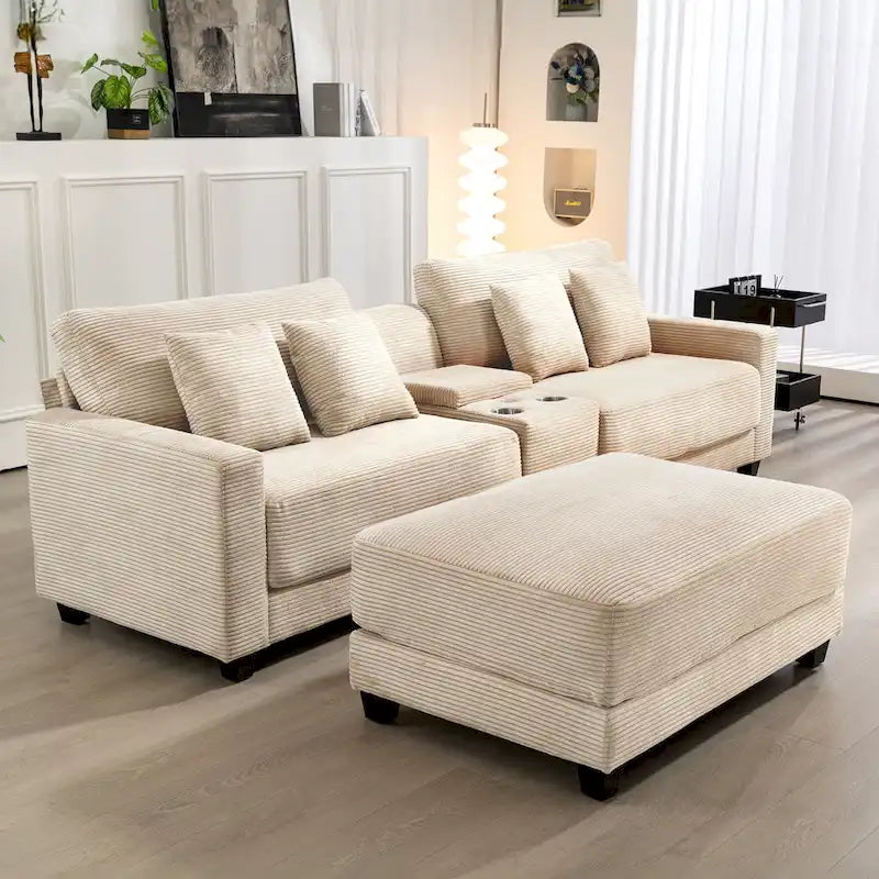 The Contemporary Oversized Corduroy Ottoman 5