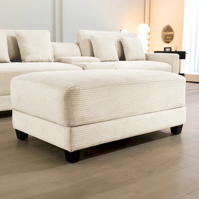 The Contemporary Oversized Corduroy Ottoman 7