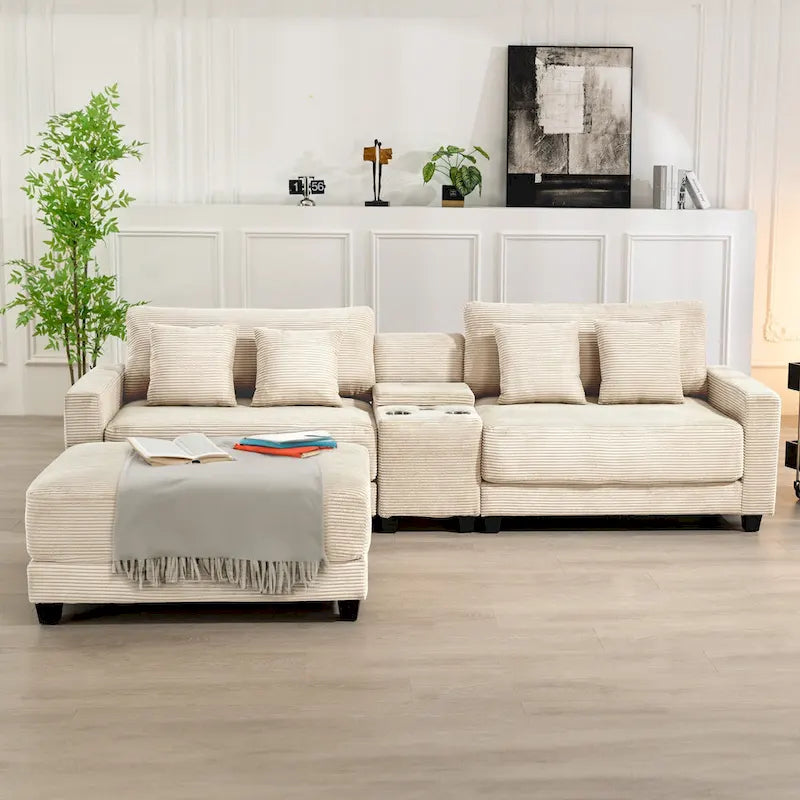 The Contemporary Oversized Corduroy Ottoman 12