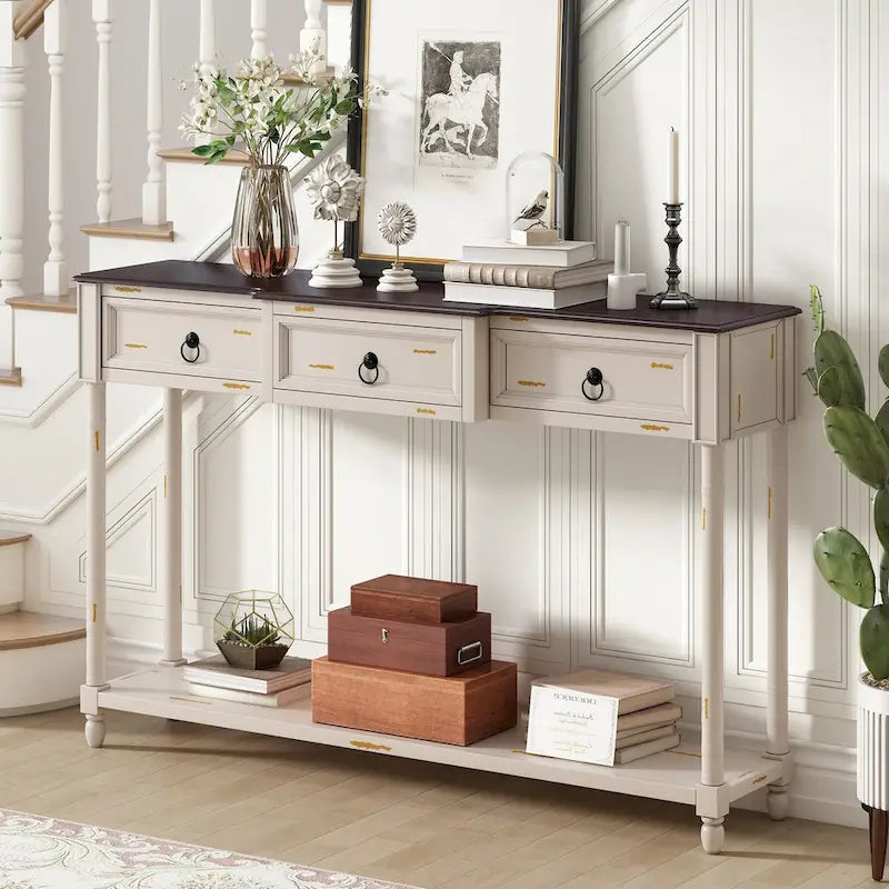 Console Table Sofa Table with Drawers for Entryway 4