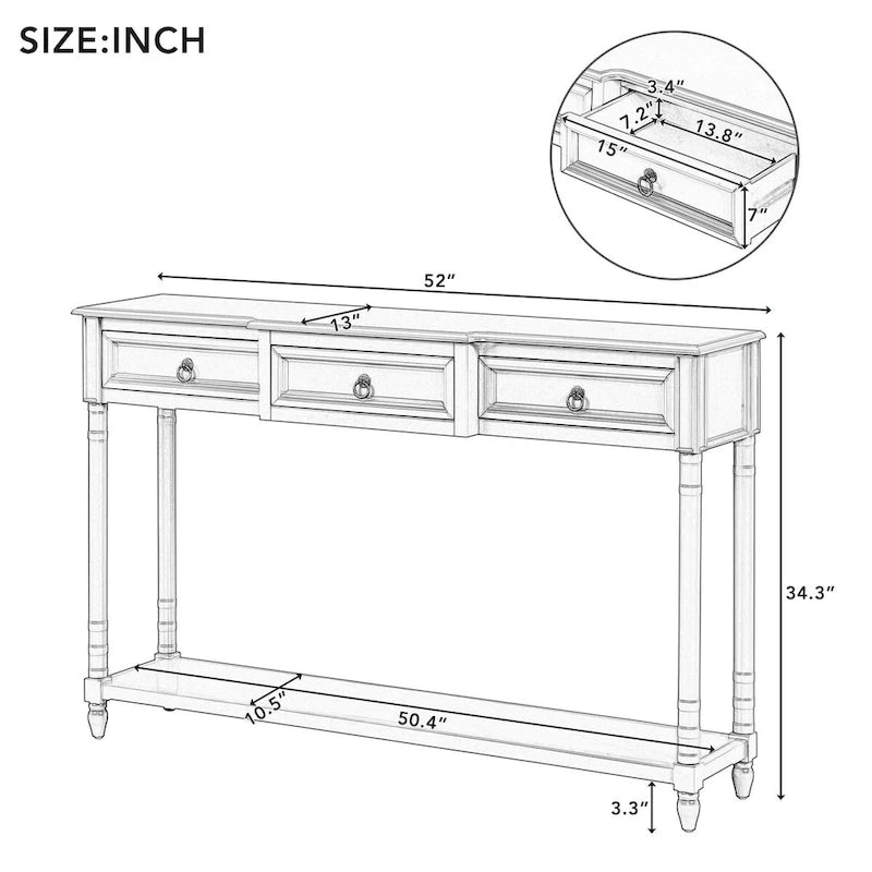 Console Table Sofa Table with Drawers for Entryway 22