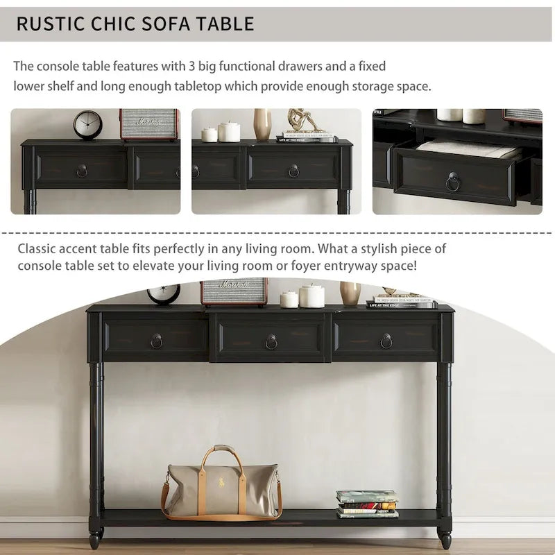 Console Table Sofa Table with Drawers for Entryway 26