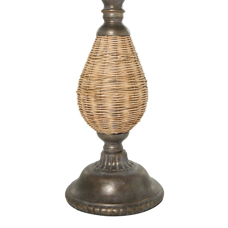 Wood Accent Table with Black Metal and Rattan Base - Brown or White - Roche River Decor 5