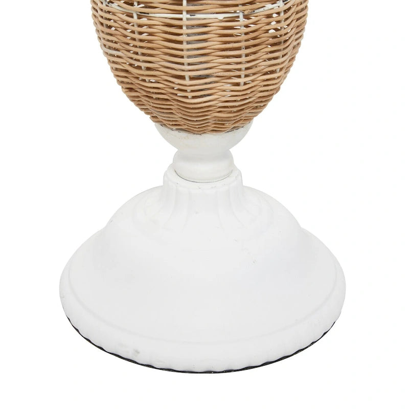 Wood Accent Table with Black Metal and Rattan Base - Brown or White - Roche River Decor 9