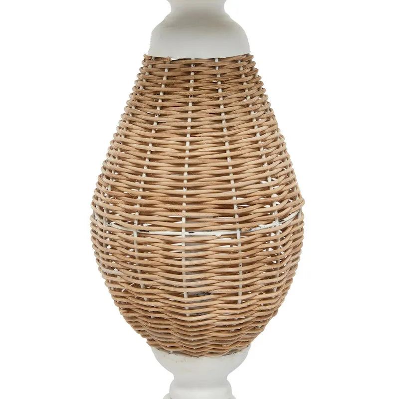 Wood Accent Table with Black Metal and Rattan Base - Brown or White - Roche River Decor 10