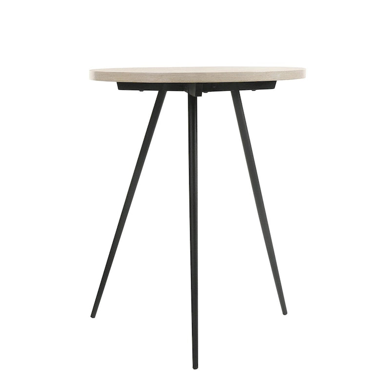 Tavolino Rotondo con Base in Metallo in Rovere Bianco e Nero 6