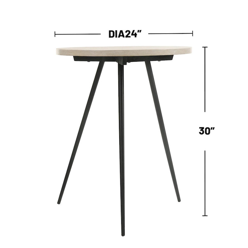 Tavolino Rotondo con Base in Metallo in Rovere Bianco e Nero 3