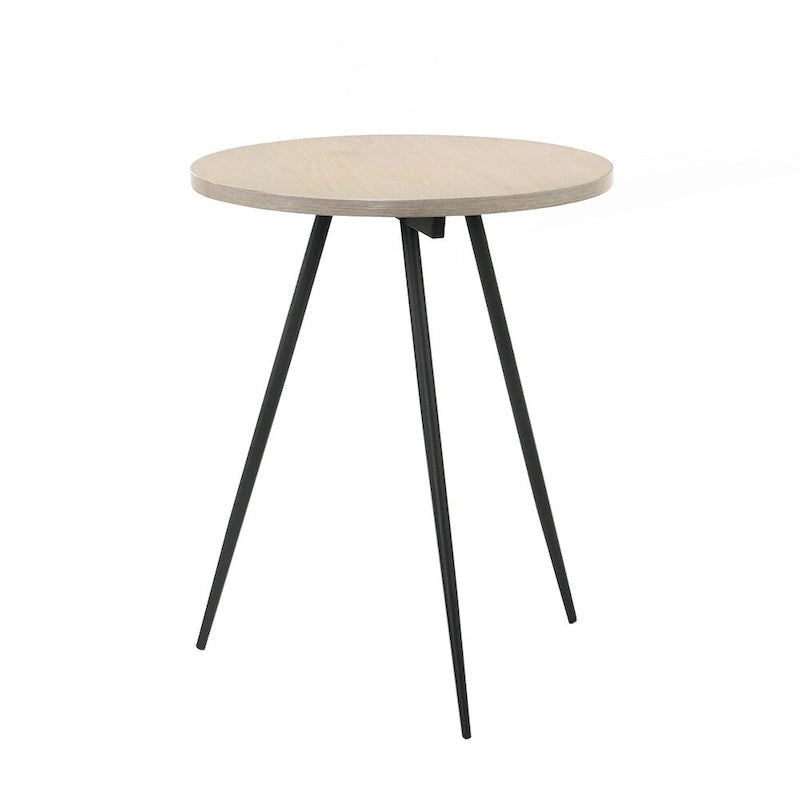 Tavolino Rotondo con Base in Metallo in Rovere Bianco e Nero 4