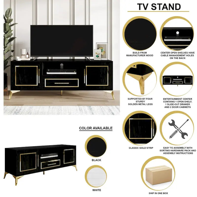 CraftPorch Contemporary TV Stand Console In White - n/a 8