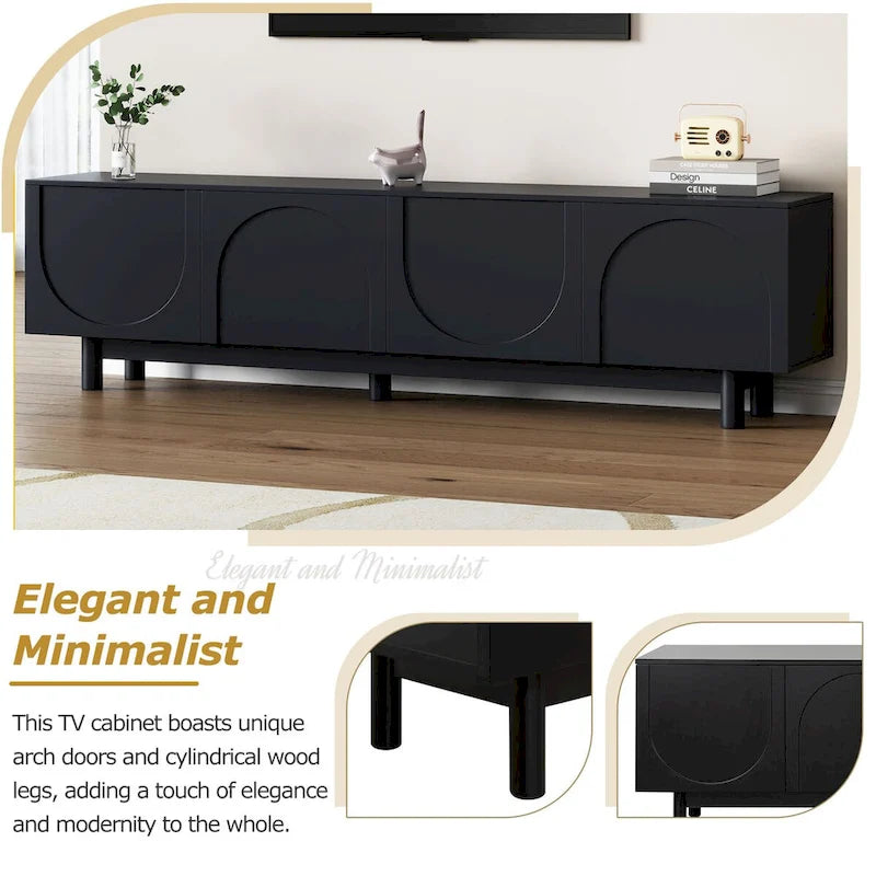 TV Stand for TVs Up to 78, Entertainment Center with Solid Wood Legs, Practical Media Console with Adjustable Shelves 4