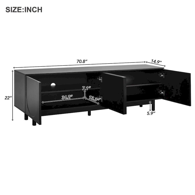 TV Stand for TVs Up to 78, Entertainment Center with Solid Wood Legs, Practical Media Console with Adjustable Shelves 7