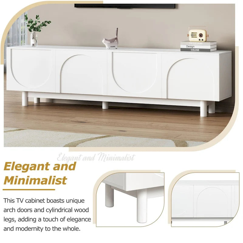 TV Stand for TVs Up to 78, Entertainment Center with Solid Wood Legs, Practical Media Console with Adjustable Shelves 13