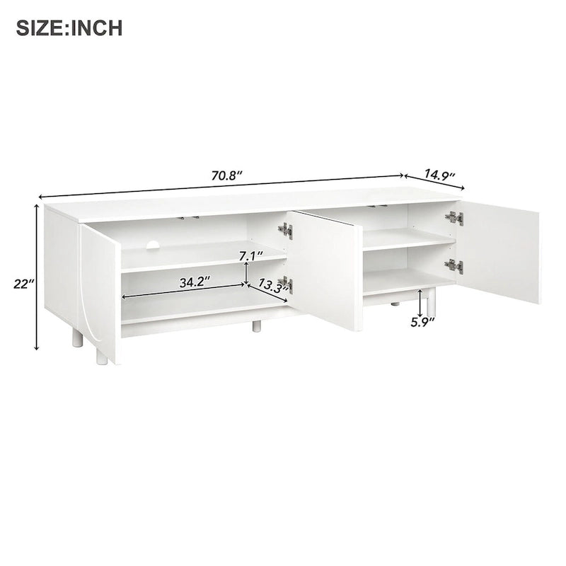 TV Stand for TVs Up to 78, Entertainment Center with Solid Wood Legs, Practical Media Console with Adjustable Shelves 16