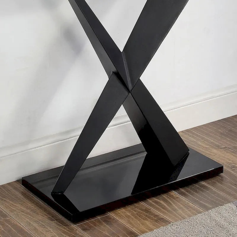 Gar Glam Black X-Base Glass Top Sofa Table by Furniture of America 3