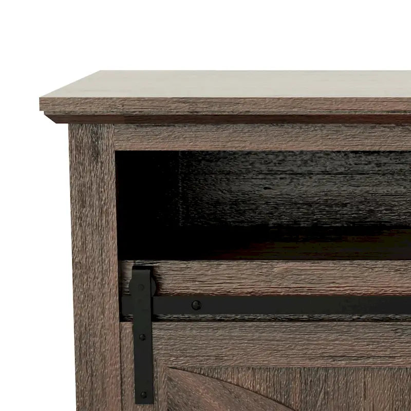 68 Walnut Sliding Barn Door TV Stand Console with Storage Open Compartment 10