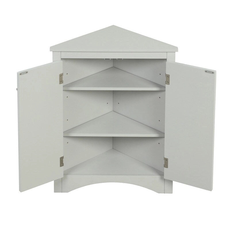 Corner Triangle Bathroom Storage Cabinet with Adjustable Shelves, Freestanding Floor Cabinet, Accent Cabinet for Living Room 3
