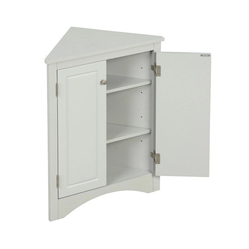 Corner Triangle Bathroom Storage Cabinet with Adjustable Shelves, Freestanding Floor Cabinet, Accent Cabinet for Living Room 9