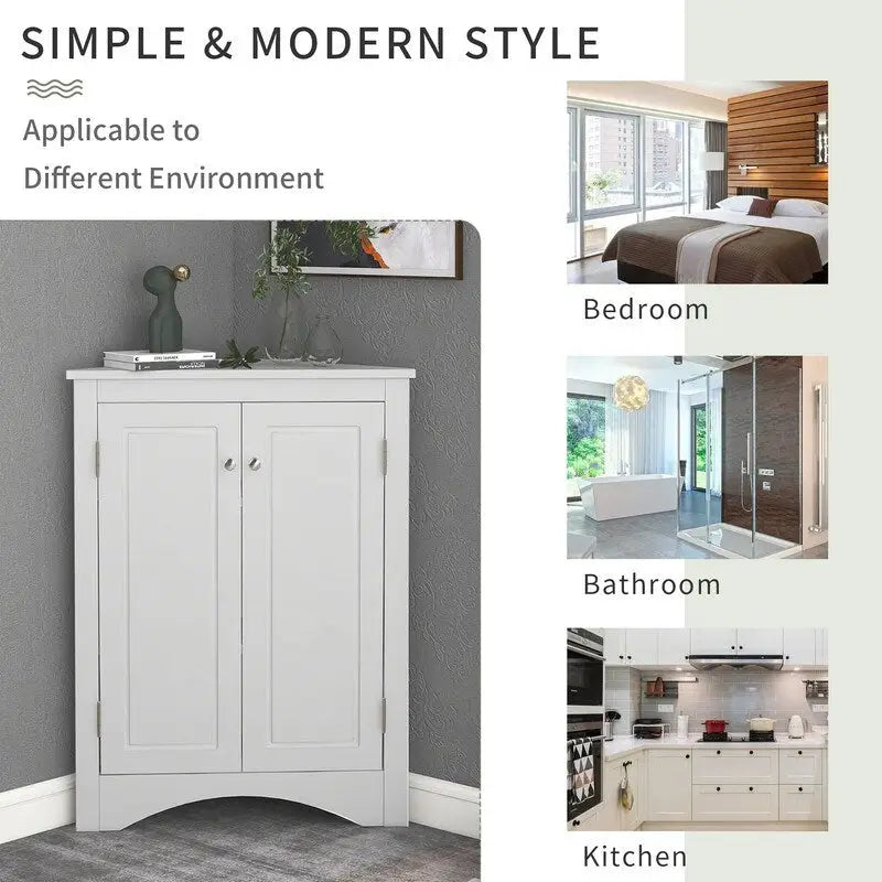Corner Triangle Bathroom Storage Cabinet with Adjustable Shelves, Freestanding Floor Cabinet, Accent Cabinet for Living Room 18