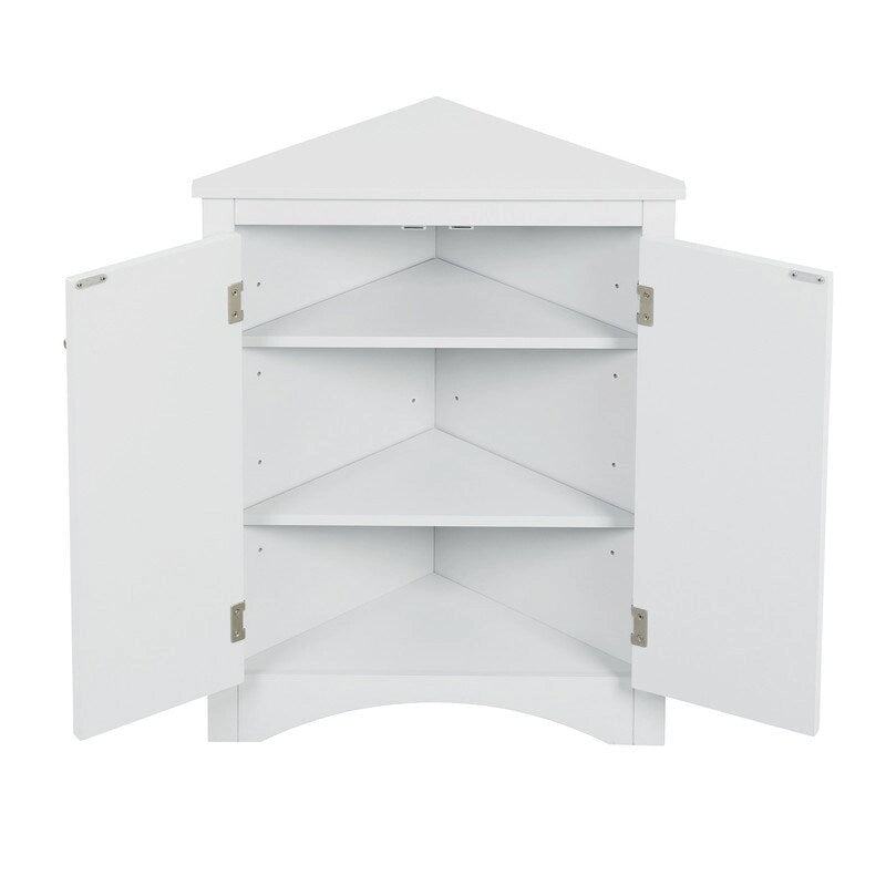 Corner Triangle Bathroom Storage Cabinet with Adjustable Shelves, Freestanding Floor Cabinet, Accent Cabinet for Living Room 19