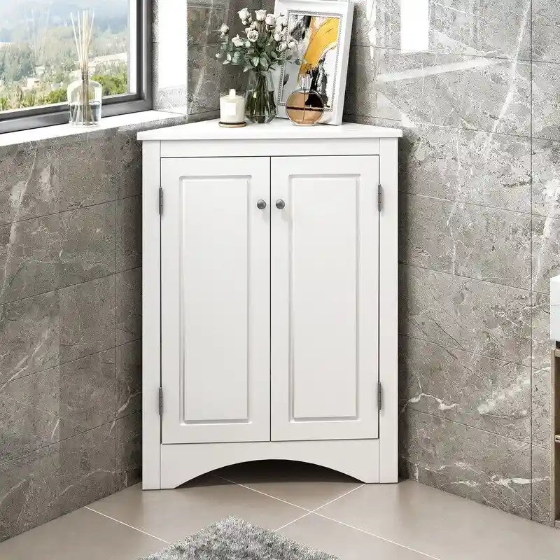 Corner Triangle Bathroom Storage Cabinet with Adjustable Shelves, Freestanding Floor Cabinet, Accent Cabinet for Living Room 22