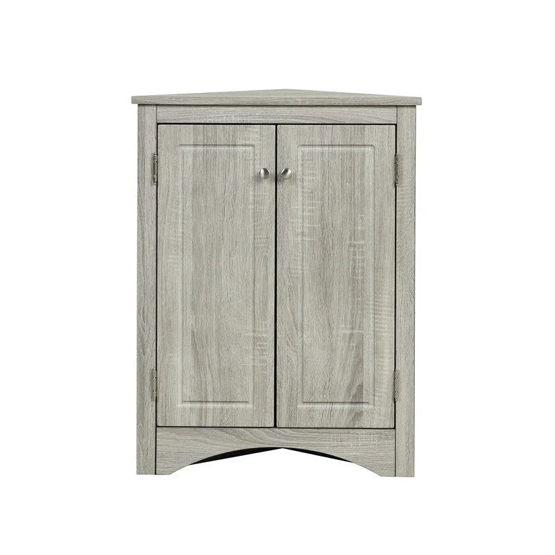 Corner Triangle Bathroom Storage Cabinet with Adjustable Shelves, Freestanding Floor Cabinet, Accent Cabinet for Living Room 30