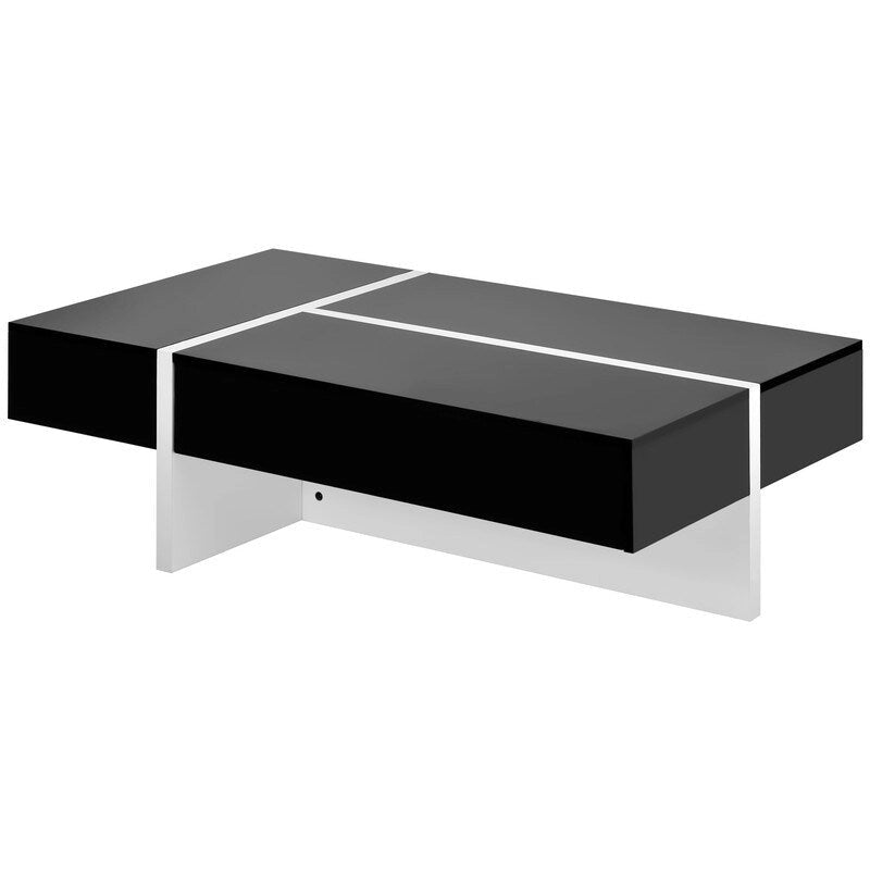 Modern Simple Rectangle Coffee Table Living Room Furniture, High Gloss Surface Cocktail Table, Center Table for Sofa 3