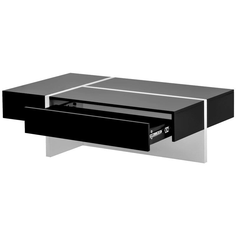 Modern Simple Rectangle Coffee Table Living Room Furniture, High Gloss Surface Cocktail Table, Center Table for Sofa 4