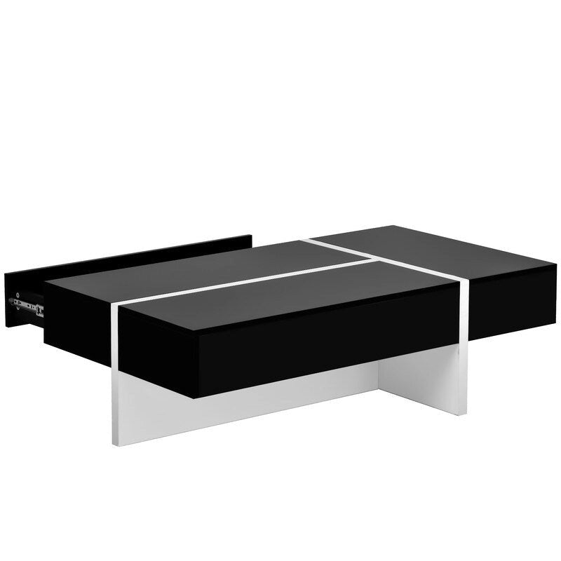 Modern Simple Rectangle Coffee Table Living Room Furniture, High Gloss Surface Cocktail Table, Center Table for Sofa 5