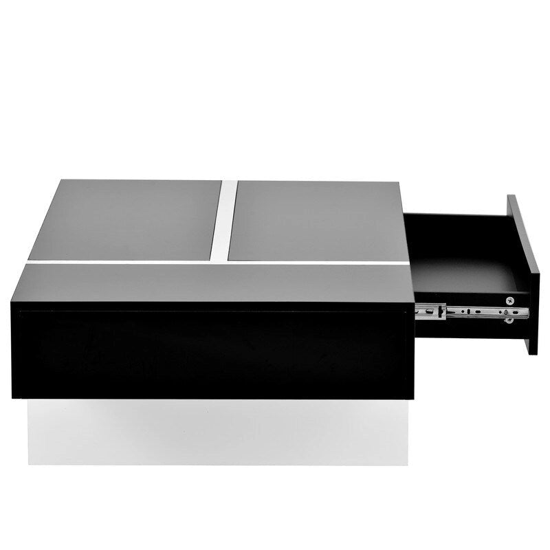 Modern Simple Rectangle Coffee Table Living Room Furniture, High Gloss Surface Cocktail Table, Center Table for Sofa 6