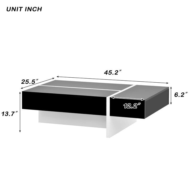 Modern Simple Rectangle Coffee Table Living Room Furniture, High Gloss Surface Cocktail Table, Center Table for Sofa 12